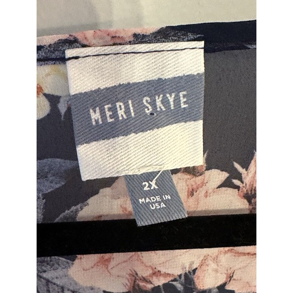 Meri Skye Women Tops Kimono 2X Blue Floral Polyester Open Front - Picture 3 of 6